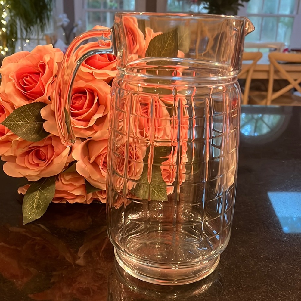 Square Design 9" Glass Pitcher